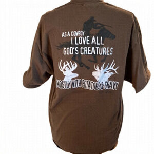 PORT and Company Men’s Brown No Bull Short Sleeve  Shirt (Size XL)